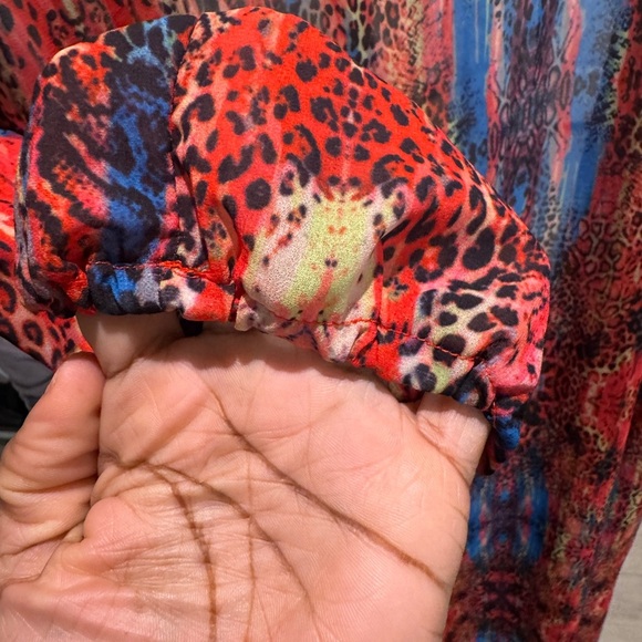 Matte Collection Women’s Colorful Animal Print Swim Coverup Duster, Sz Large - Picture 5 of 5